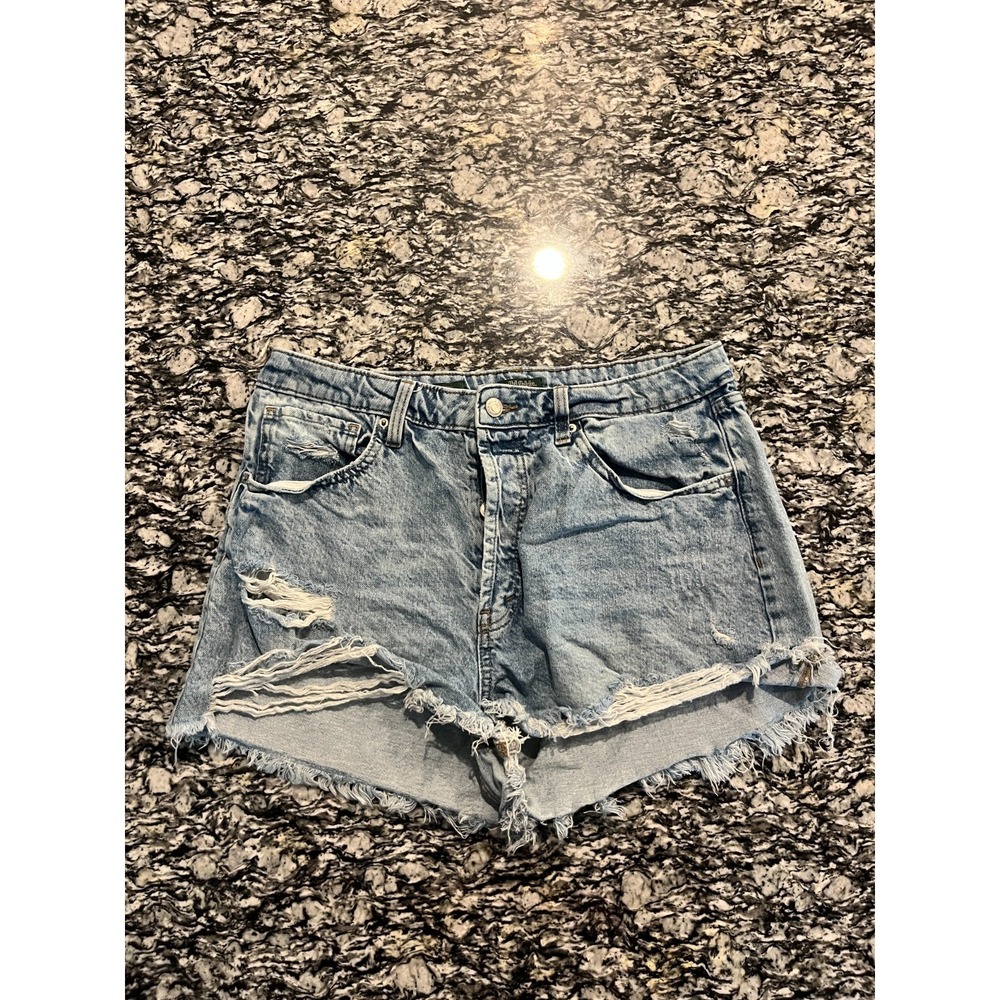 Wild Fable High Rise Cutoff Shorts Womens 14 Blue Denim Distressed Raw Hem